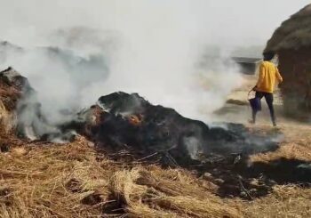 किसान के खलिहान में रखी तीन पुंज में लगी आग, 50 हजार से अधिक का नुकसान